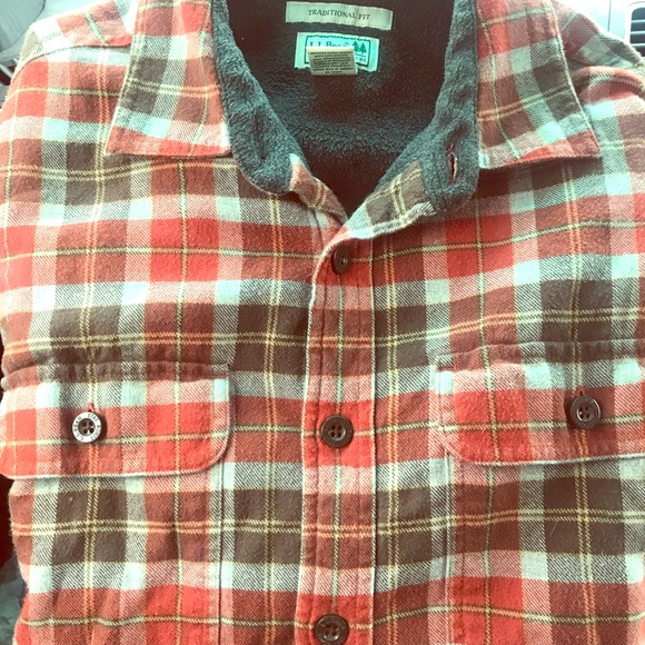 L.L. Bean Fleece Lined Flannel Button Down - Picture 1 of 5